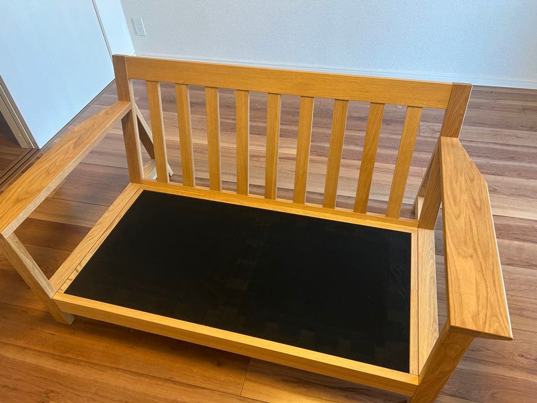 【値下】無印良品ソファ本体木製フレーム ウレタン　２シーターソファーカバー付