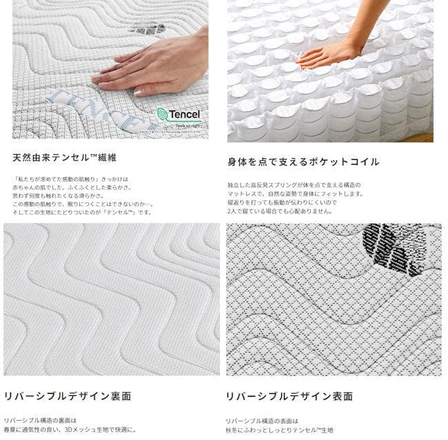 圧縮梱包ポケットコイルマットレス（クイーン）硬め 厚み23cm（1161）