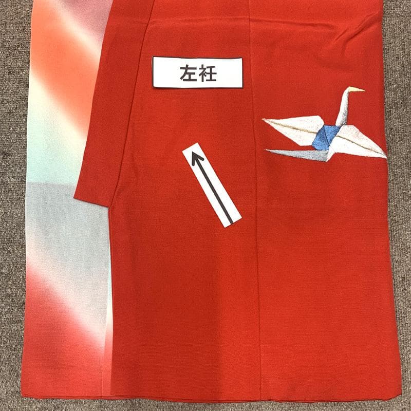 510ag33□七五三 三歳 女児 着物&被布ワンピース&長襦袢 折鶴□美品