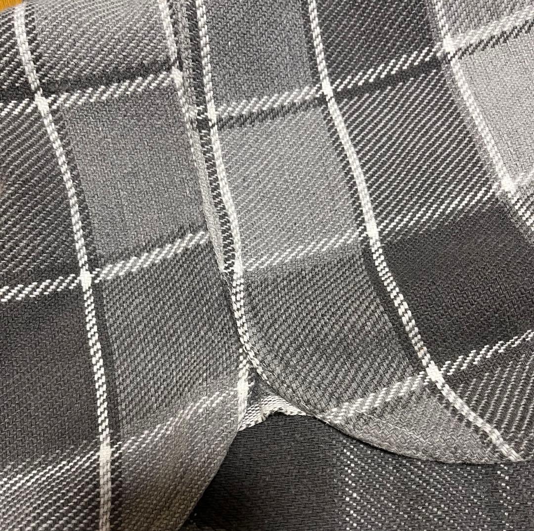 WINTER KING マチ付きネルシャツ　ブラック　グレー