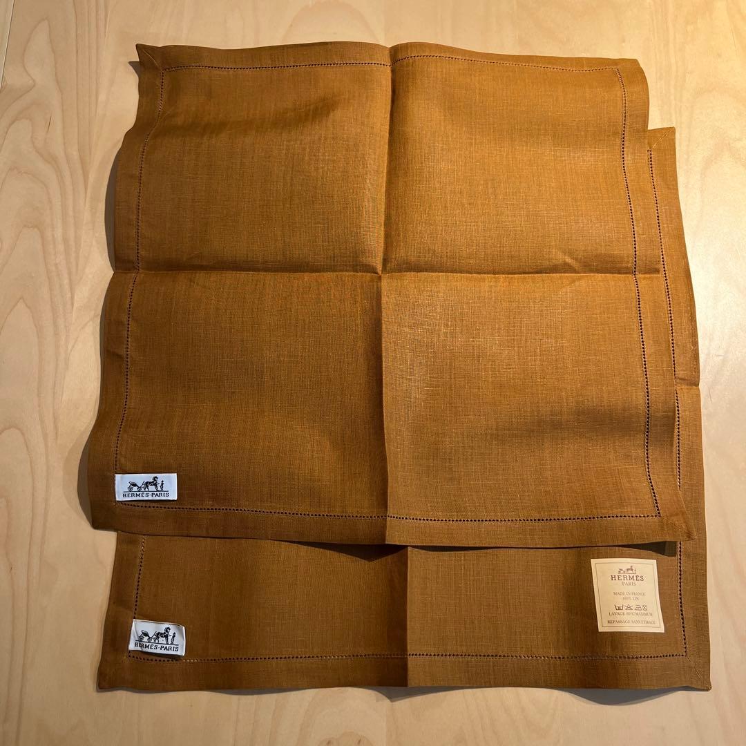✳︎ HERMÈS ✳︎ ナプキン 2枚組 ブラウン