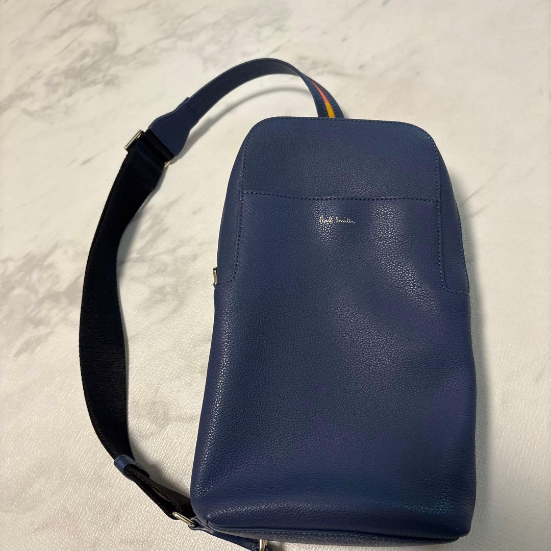 MIMI【美品】Paul Smith ネイビー レザーボディバッグ