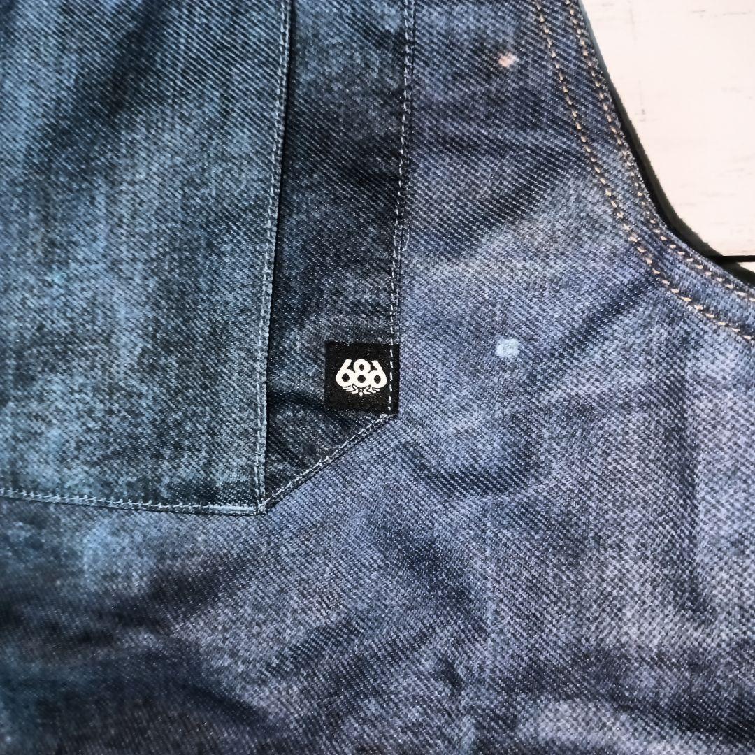 【686】 ビブパンツ サロペット デニム風 ダメージ加工 Lサイズ