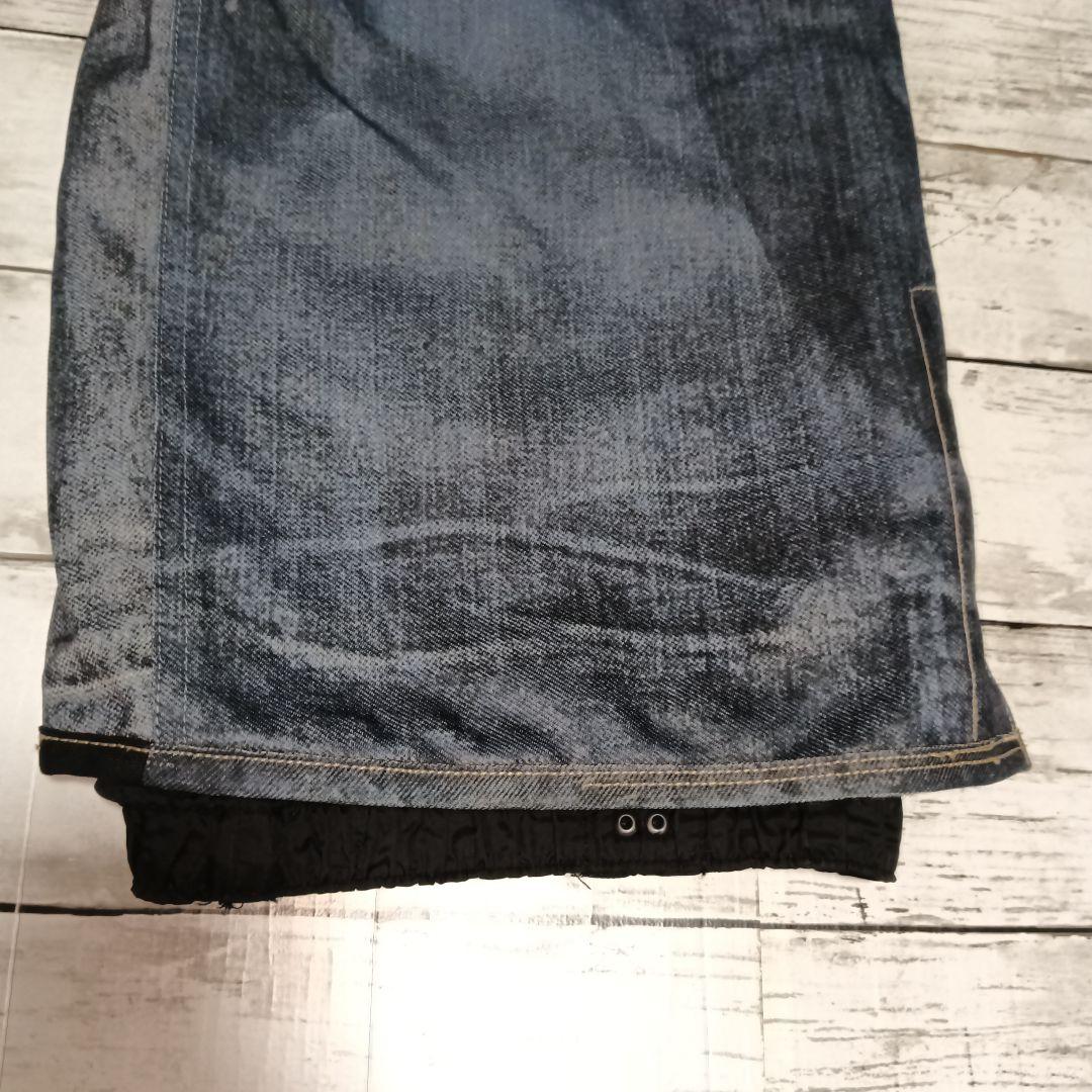 【686】 ビブパンツ サロペット デニム風 ダメージ加工 Lサイズ