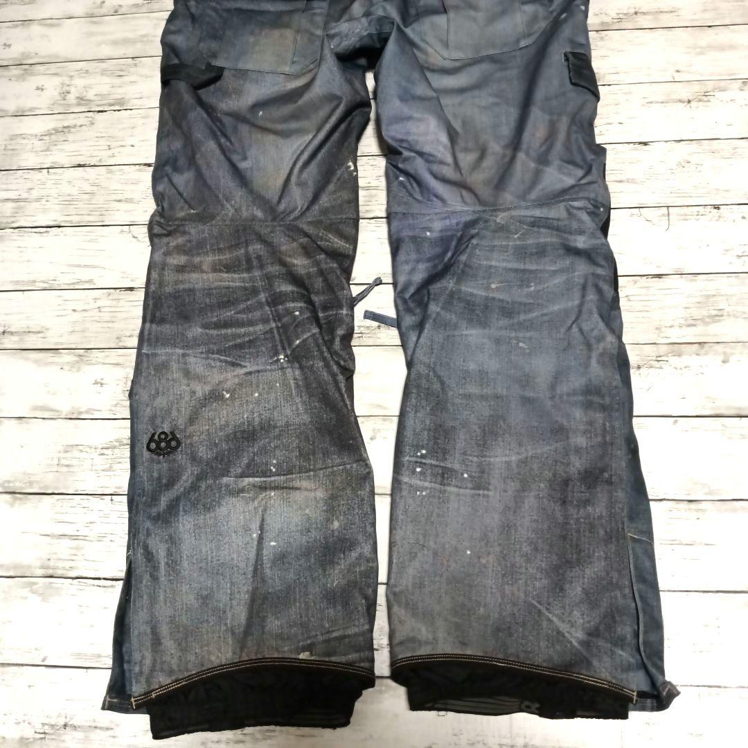 【686】 ビブパンツ サロペット デニム風 ダメージ加工 Lサイズ