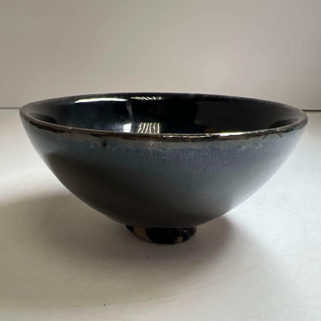 中国古玩　天目茶碗　口径約11.5㎝　木箱付　東Y8-0203①