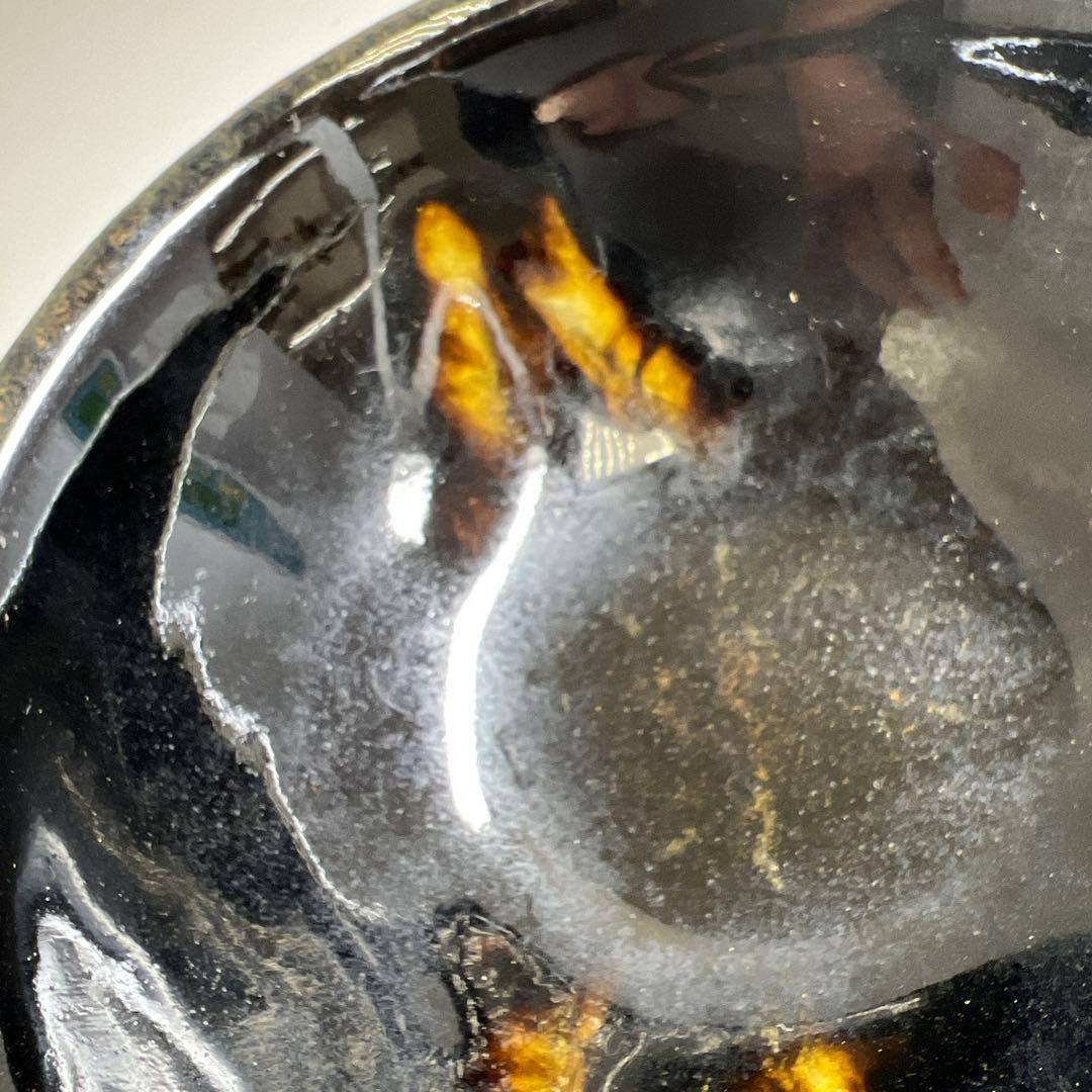 中国古玩　天目茶碗　口径約11.5㎝　木箱付　東Y8-0203①