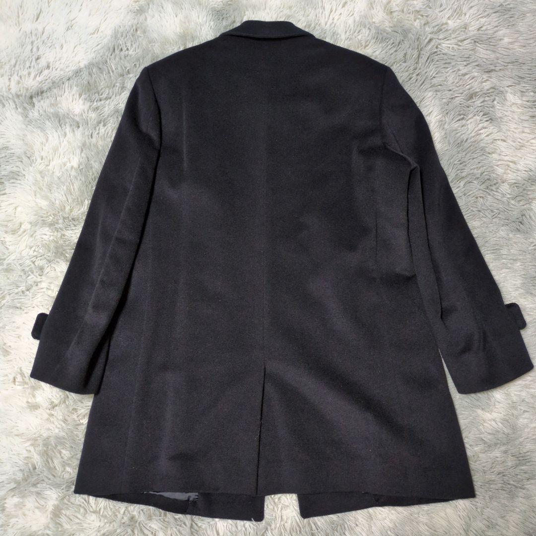 【野海】カシミヤ100％☆比翼☆ステンカラーコート☆深喜毛織☆L