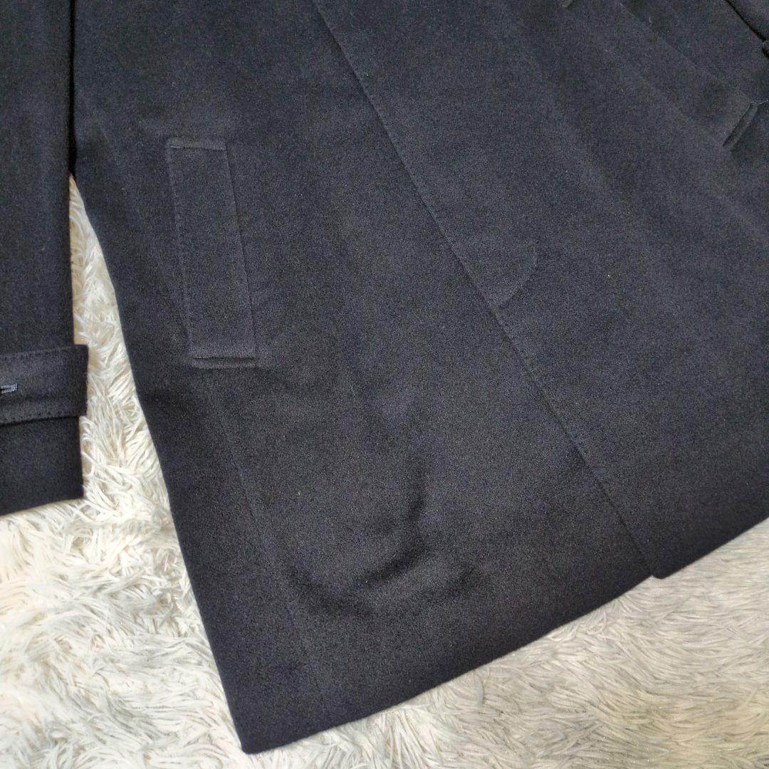 【野海】カシミヤ100％☆比翼☆ステンカラーコート☆深喜毛織☆L