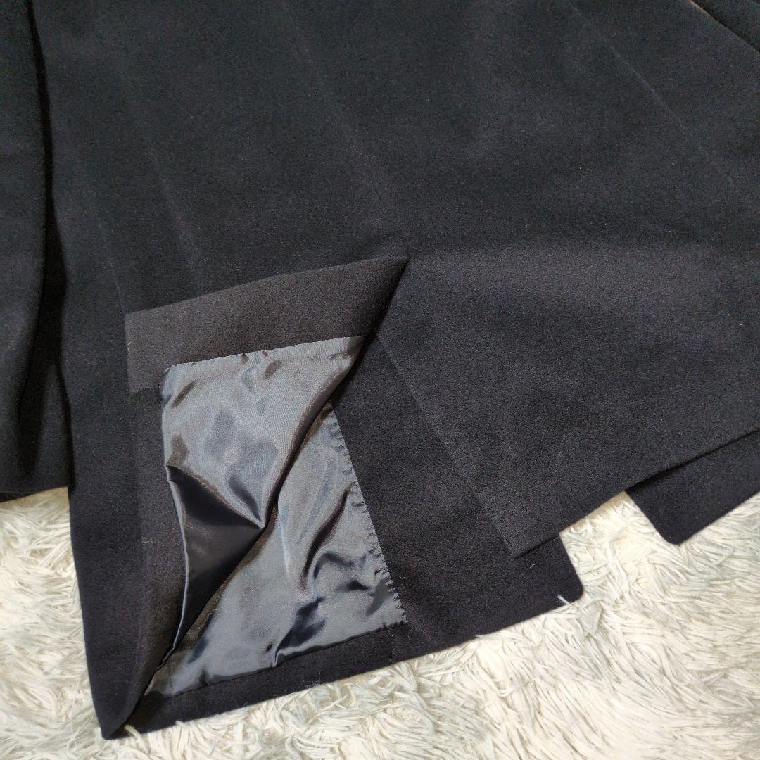 【野海】カシミヤ100％☆比翼☆ステンカラーコート☆深喜毛織☆L