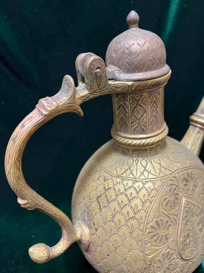 希少外国製古代19世紀ブロンズティーポット骨董現状品のみ25cmx26x11cm