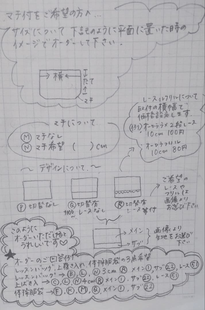 入園入学準備　オーダー受付画面