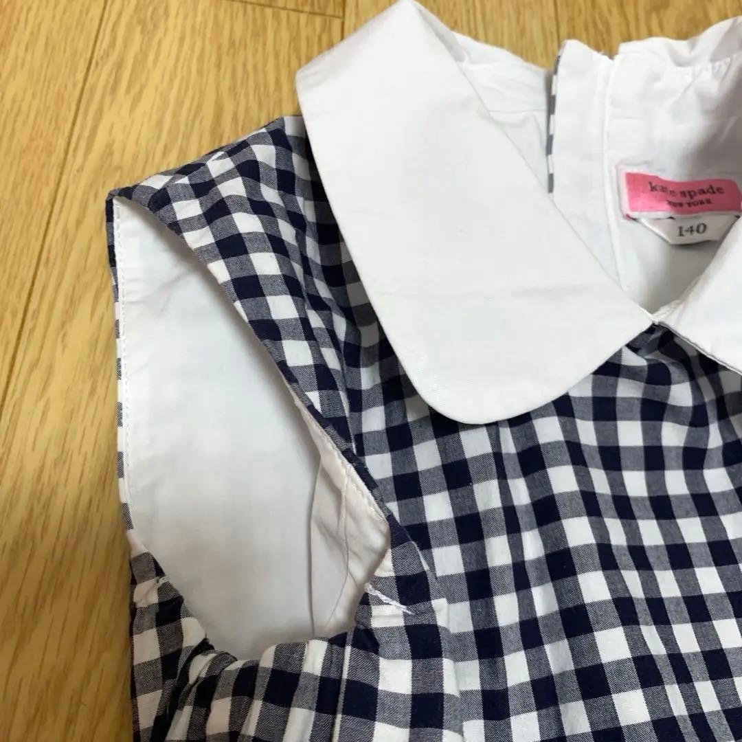 美品＊ケイトスペード＊ギンガムチェック柄ノースリーブワンピースドレス＊140