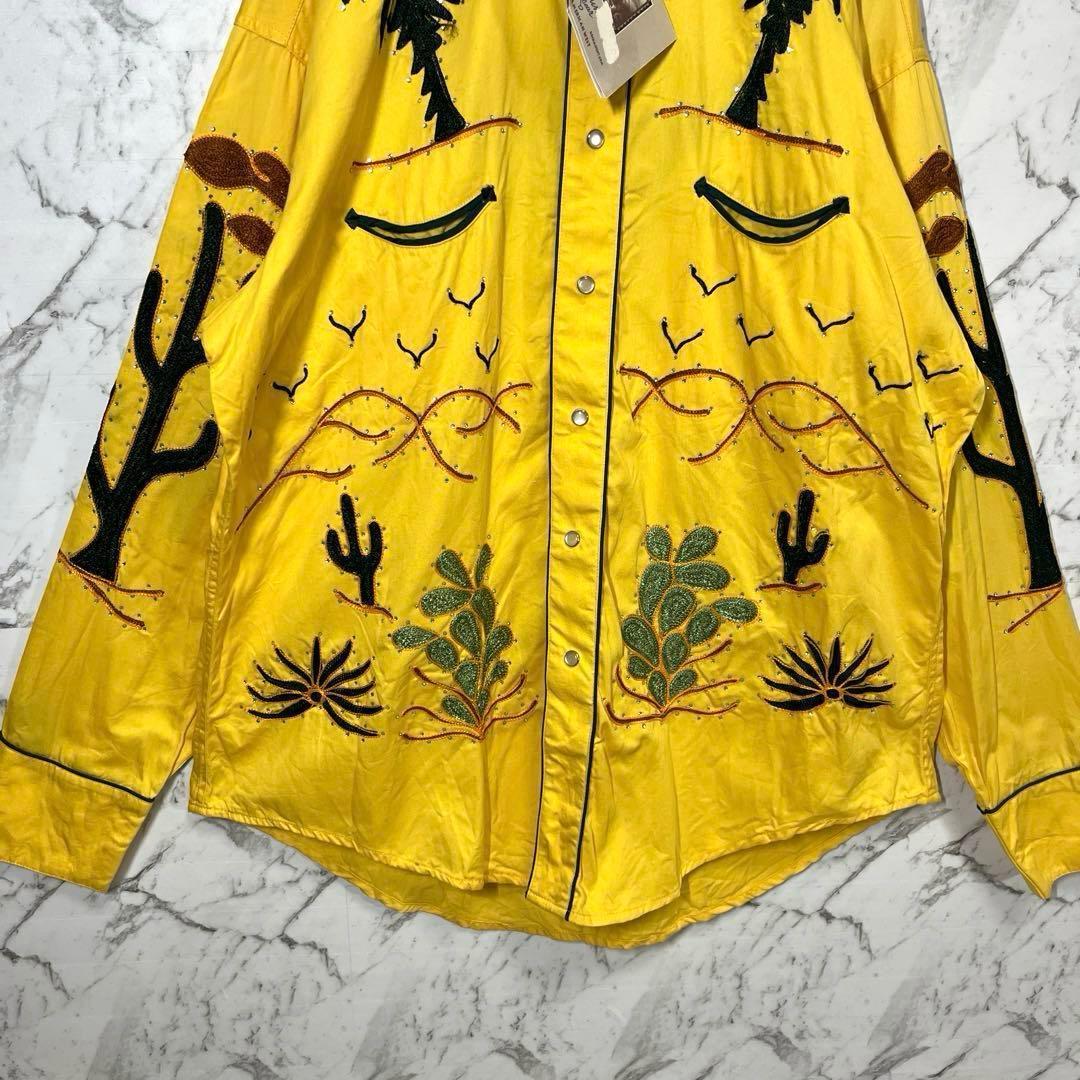 【新品未使用】ロックマウント・ウエスタンシャツ・長袖シャツ・花柄刺繍・