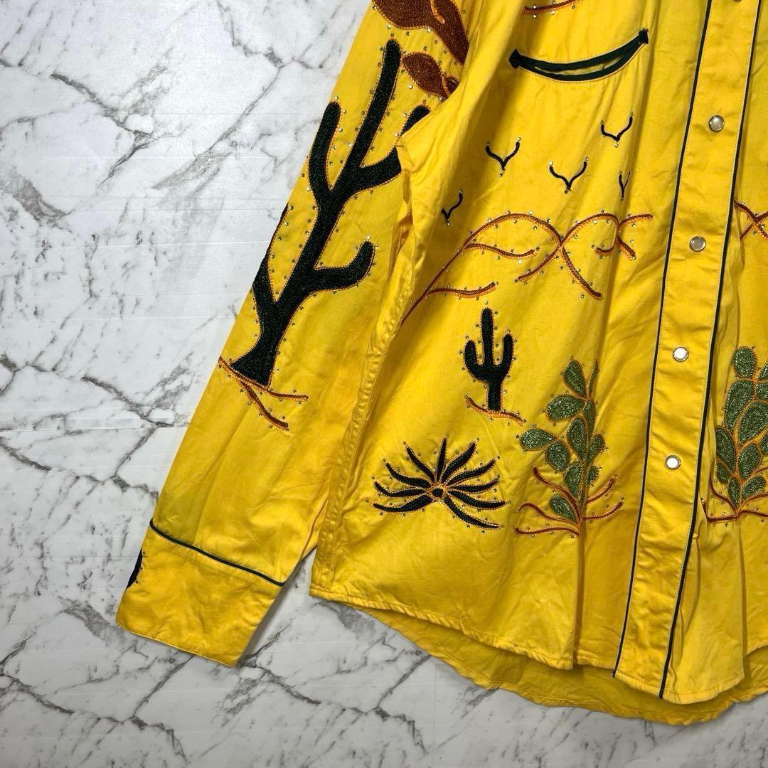 【新品未使用】ロックマウント・ウエスタンシャツ・長袖シャツ・花柄刺繍・