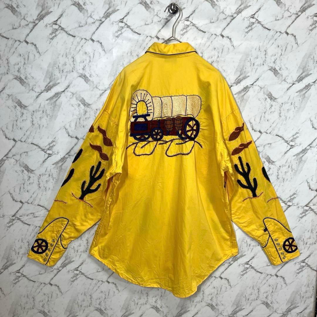 【新品未使用】ロックマウント・ウエスタンシャツ・長袖シャツ・花柄刺繍・