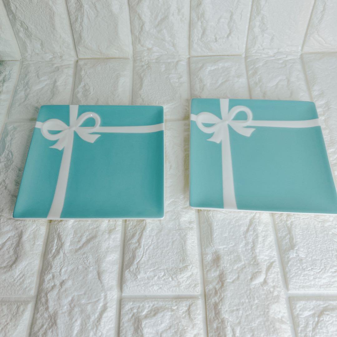 Tiffany & Co. ブルーボウデザートプレート2枚セット　ペア