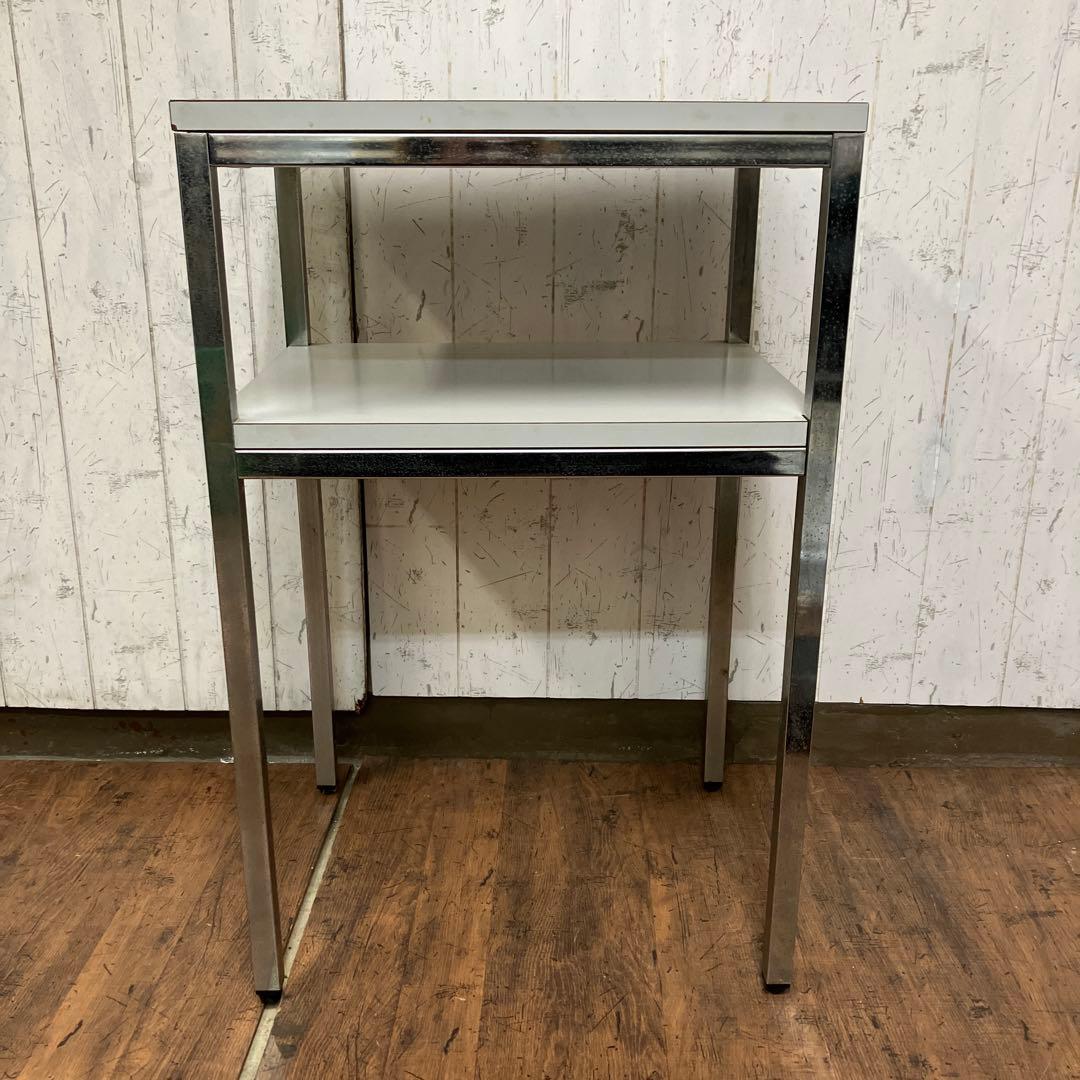 A-4 昭和レトロ ウチダ テレフォンスタンド 電話台 サイドテーブル 2段