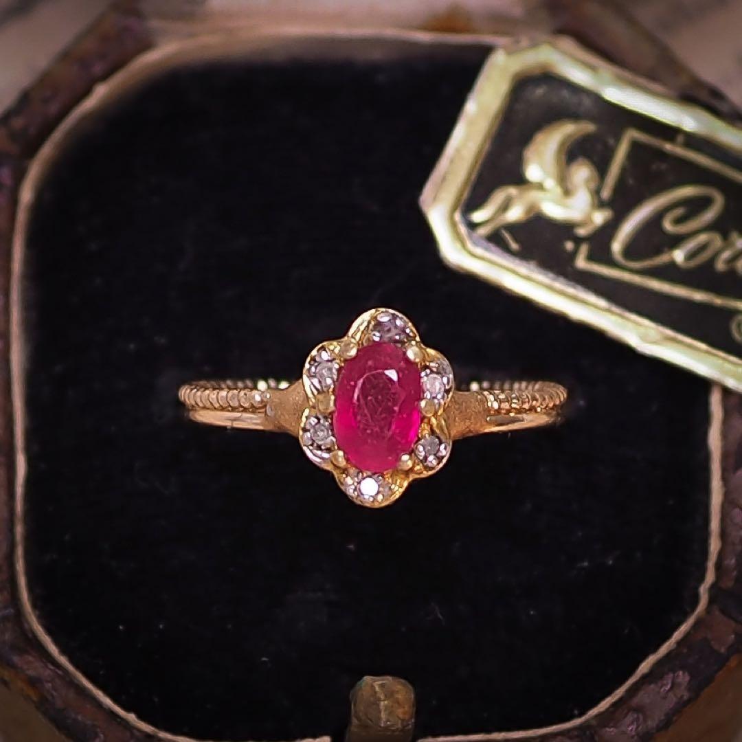 925 ルビー&ダイヤモンドリング gold diamond ruby ring