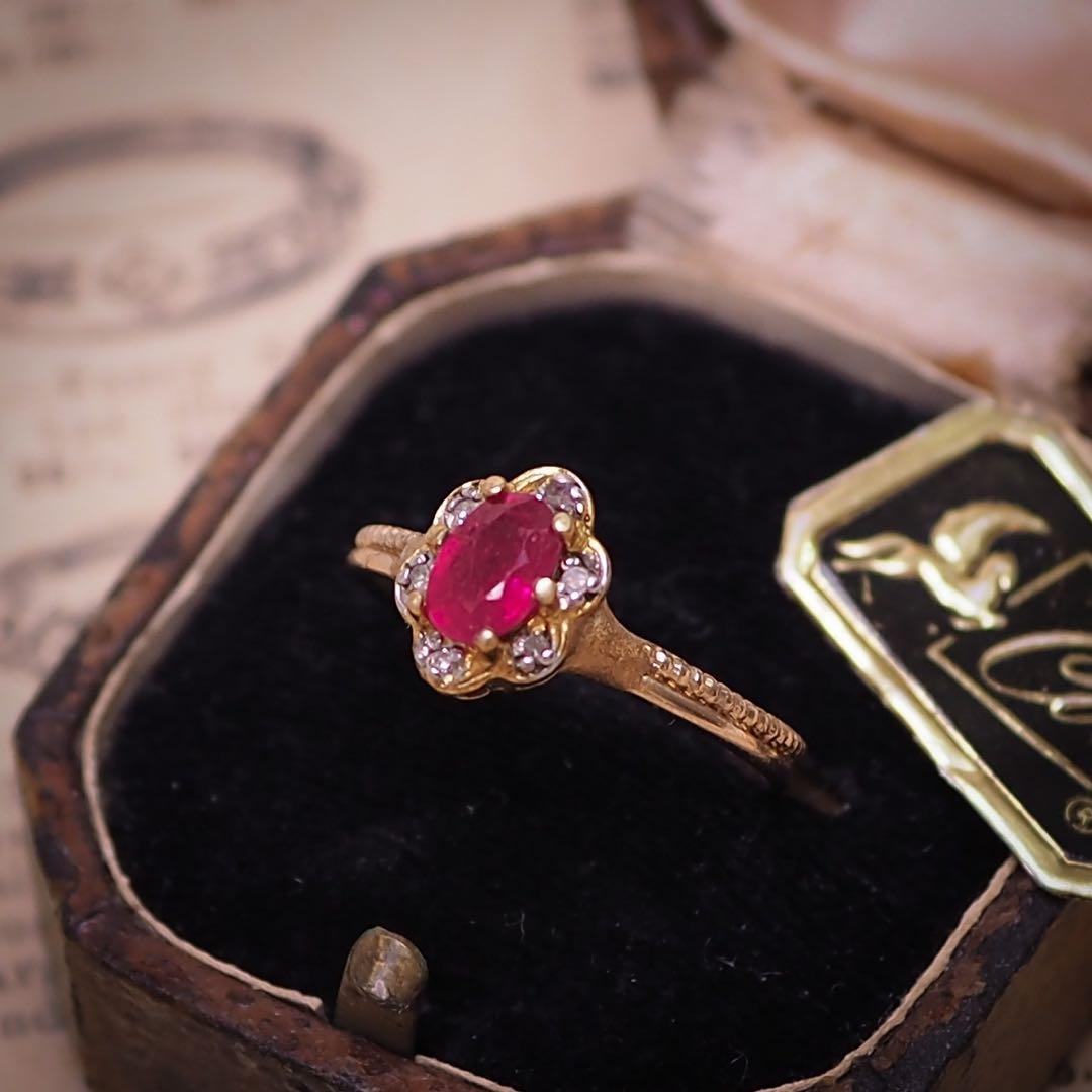 925 ルビー&ダイヤモンドリング gold diamond ruby ring