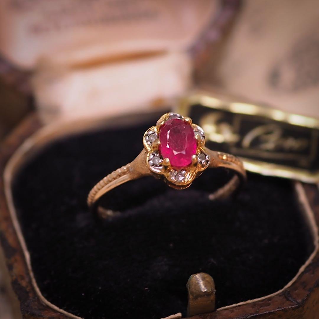 925 ルビー&ダイヤモンドリング gold diamond ruby ring