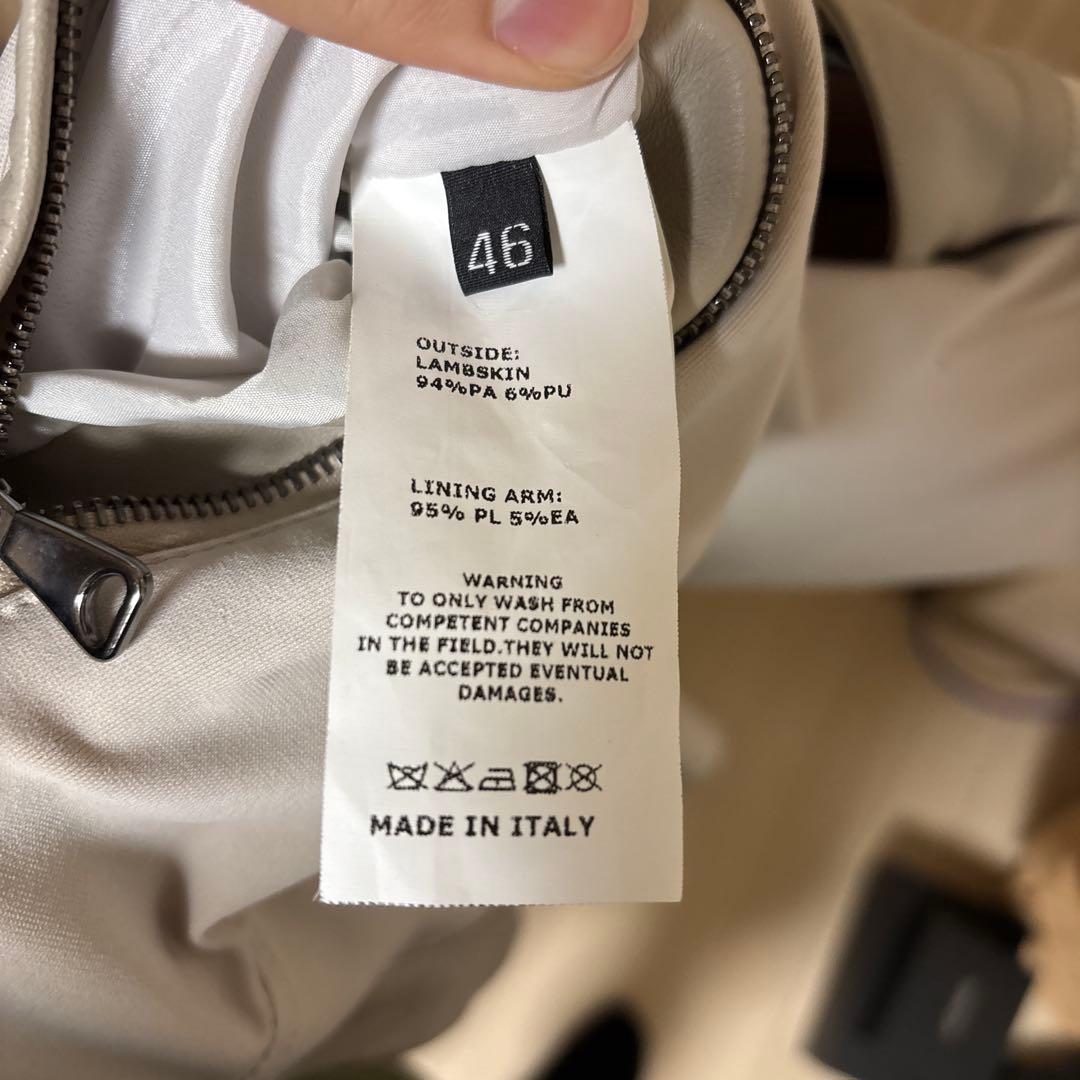 EMMETI シングルライダース ホワイト ラムレザーM