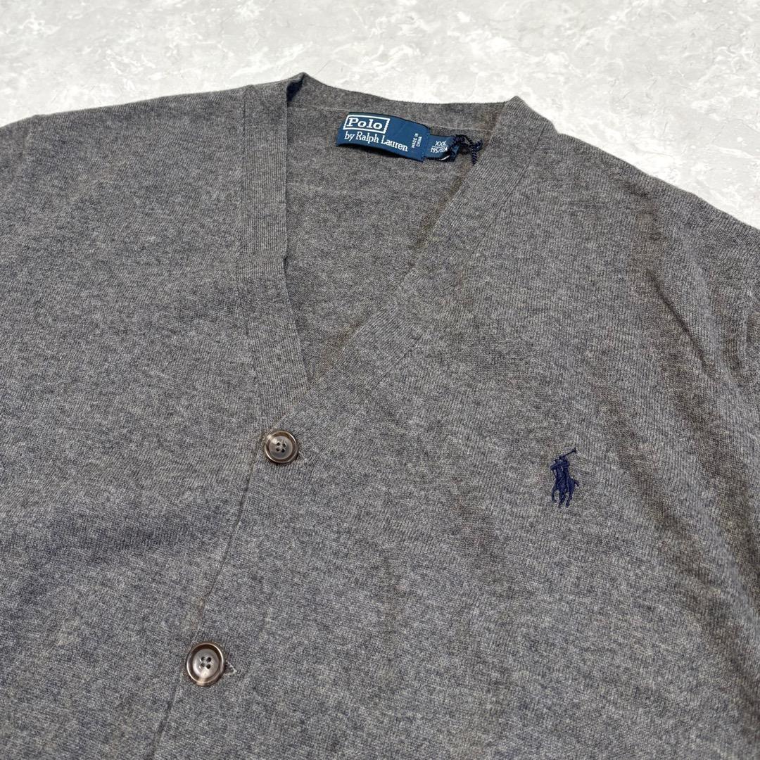 未使用　ポロ ラルフローレン　ウール　エルボーパッチ　ロゴ刺繍　カーディガン