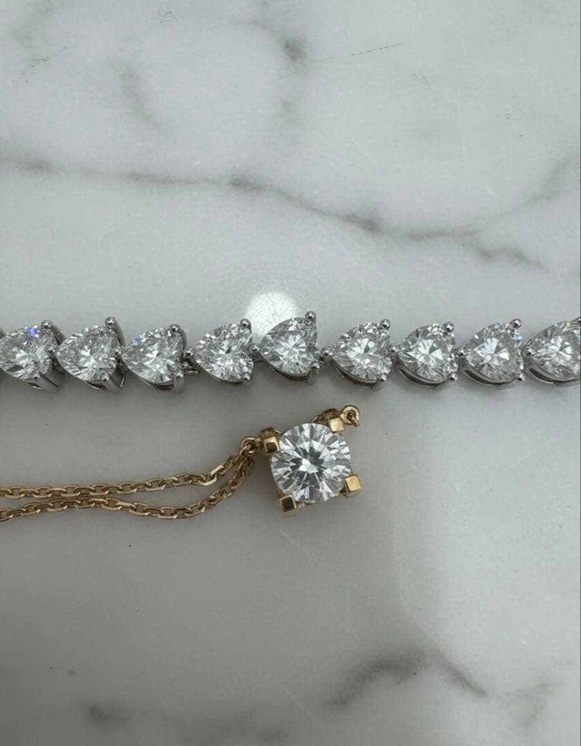 新品未使用　ハートシェイプフルエタニティブレスレットK18刻印