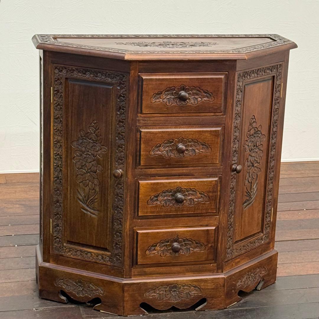 H21K31 アジアン家具 彫刻 キャビネット