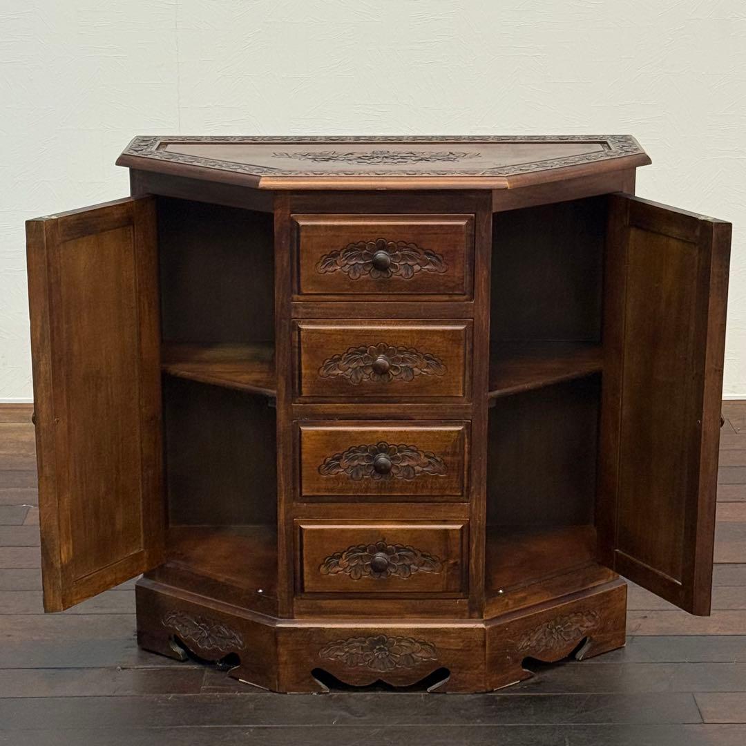 H21K31 アジアン家具 彫刻 キャビネット