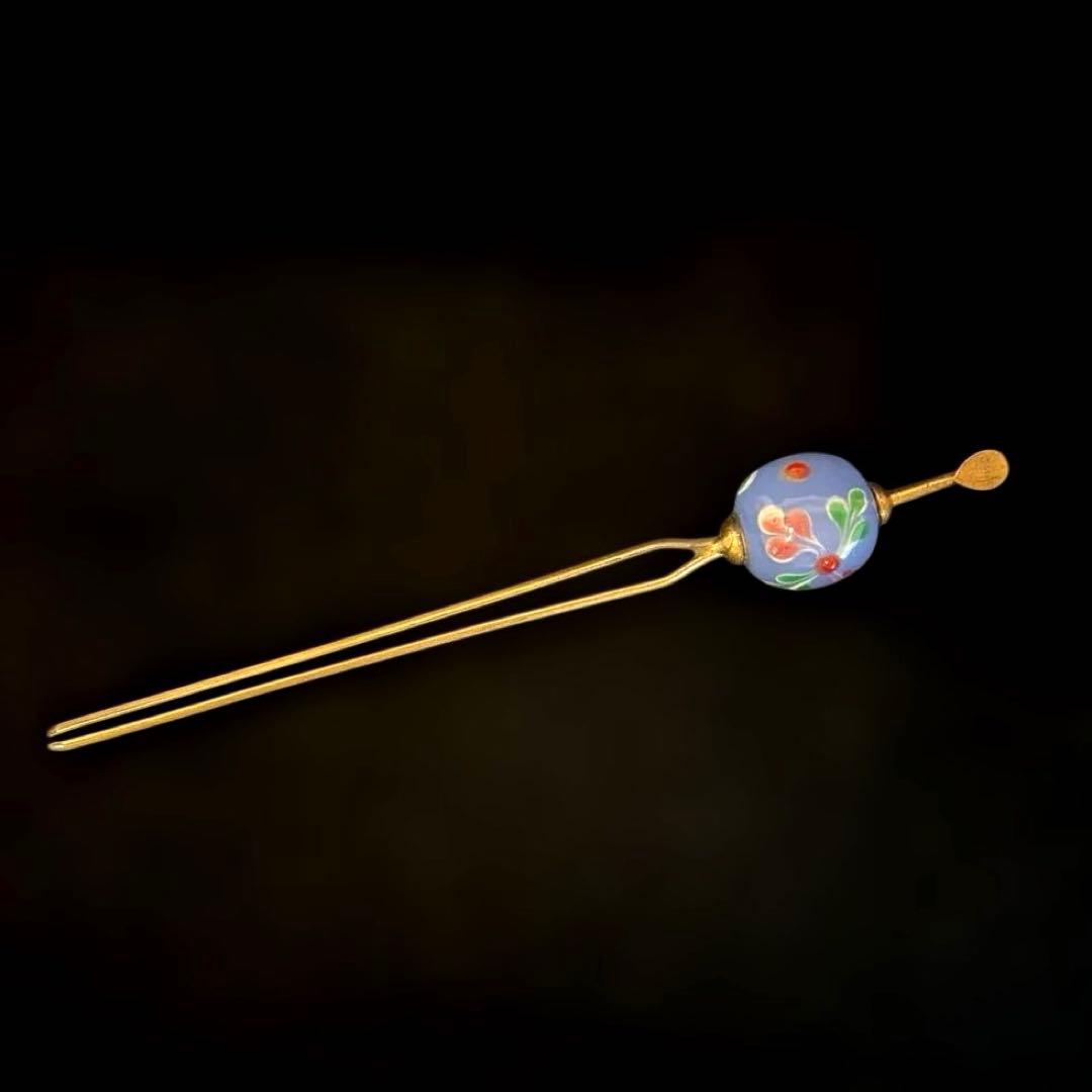 日本髪 髪飾り 七五三(7歳)～成人式 (ブルー×白)