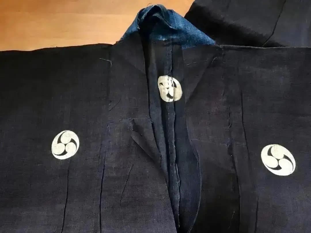 Antique Kimono 藍麻上布 武士Busi Samurai 江戸期前後