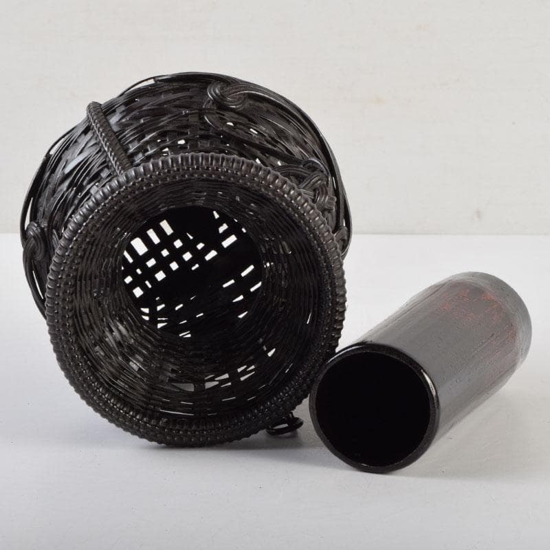 茶道具　篭師　和田麟之作　小猿花入　共箱　C　9123