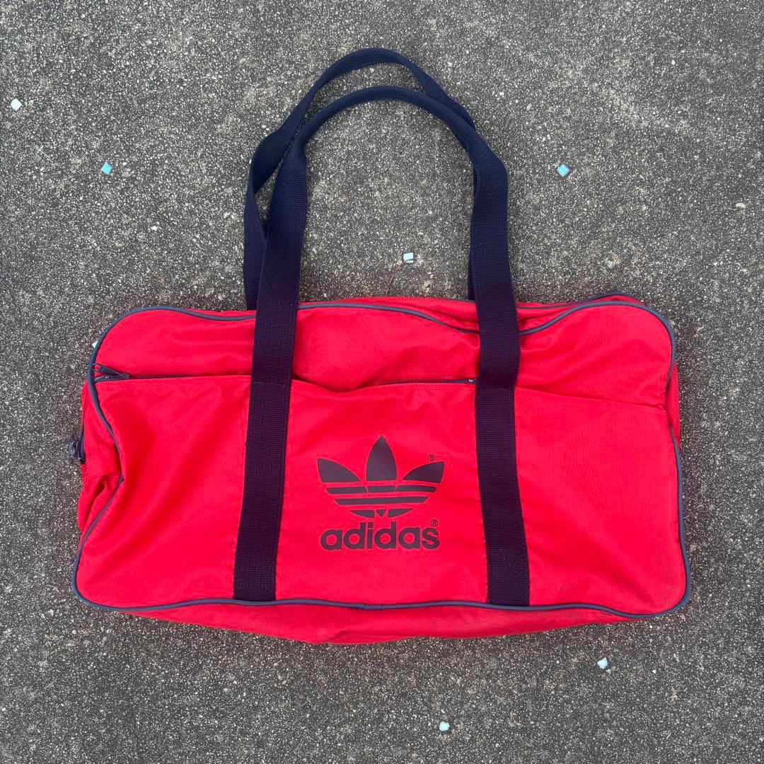 80s adidas ヴィンテージ スクールバッグ ボストンバッグ 赤紺