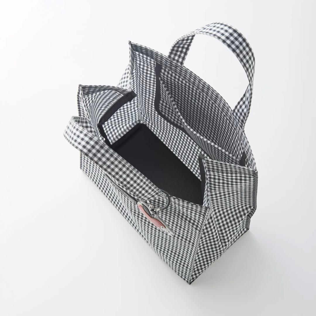 ファミリア トートバッグ 黒 ギンガムチェック