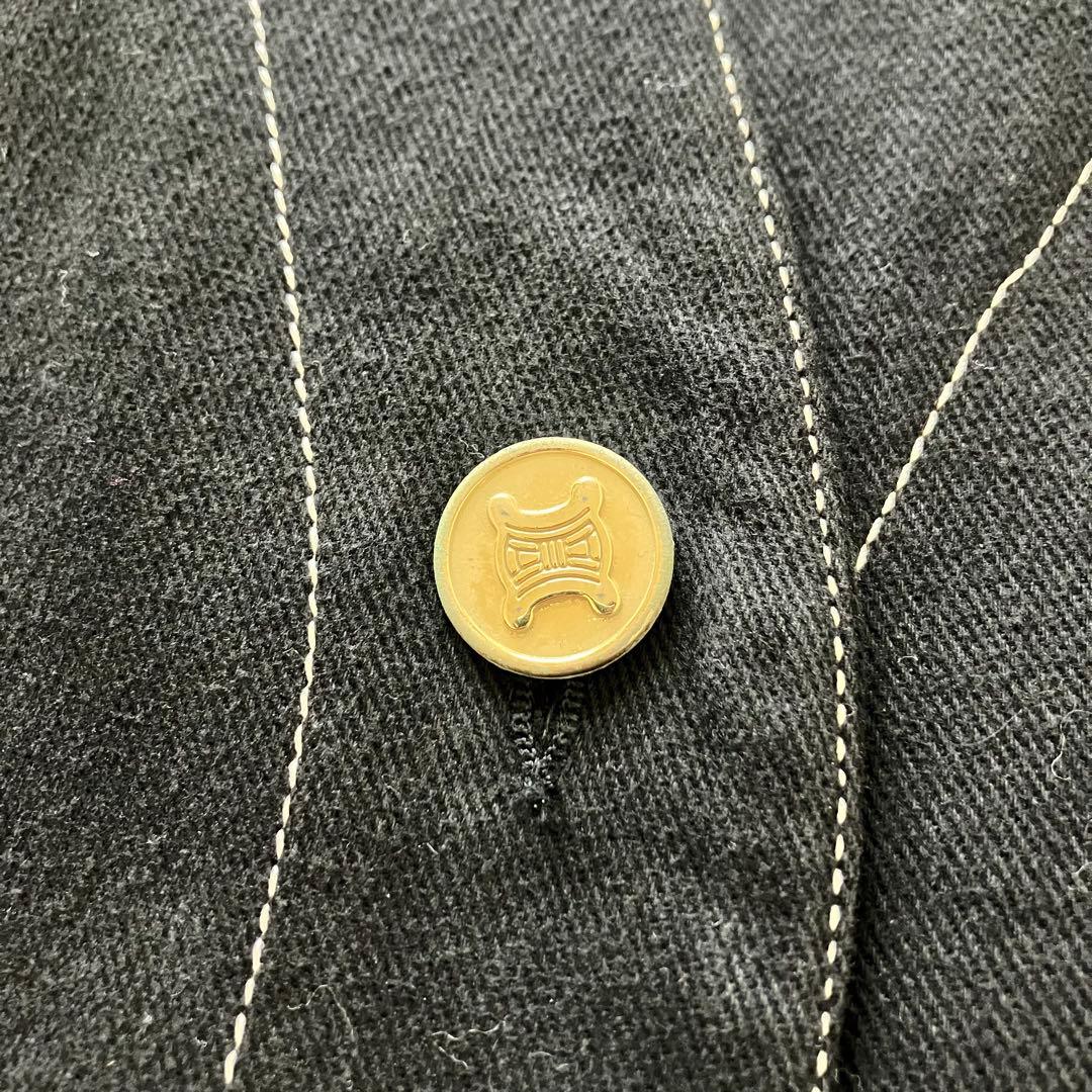 ★美品★セリーヌ　デニムワンピース　40 トリオンフ　金ボタン　エンブレム　刺繍