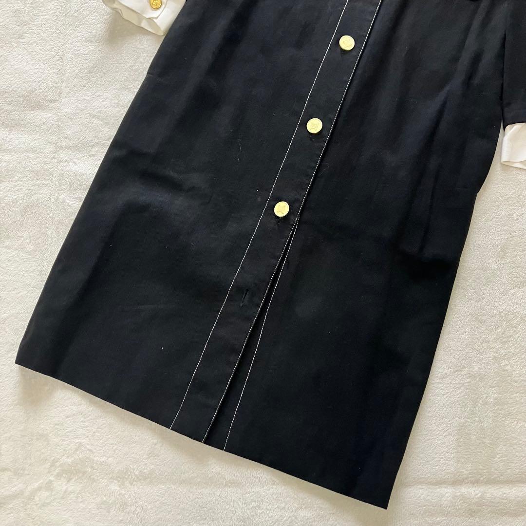 ★美品★セリーヌ　デニムワンピース　40 トリオンフ　金ボタン　エンブレム　刺繍