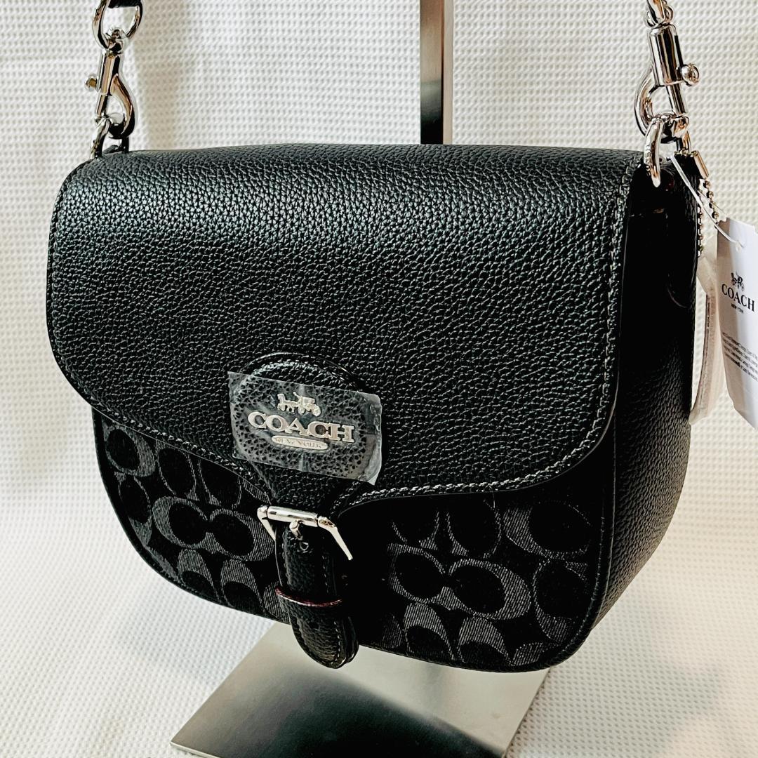 未使用 COACH CQ185 ショルダーバッグ ブラック シグネチャー 黒