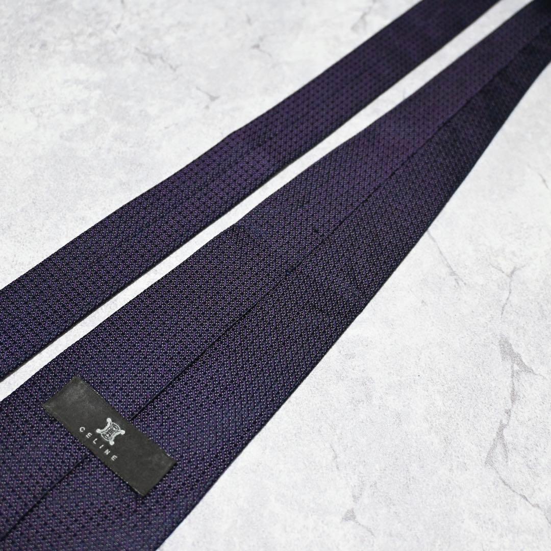 【美品】 CELINE セリーヌ ソリッド パープル ネクタイ