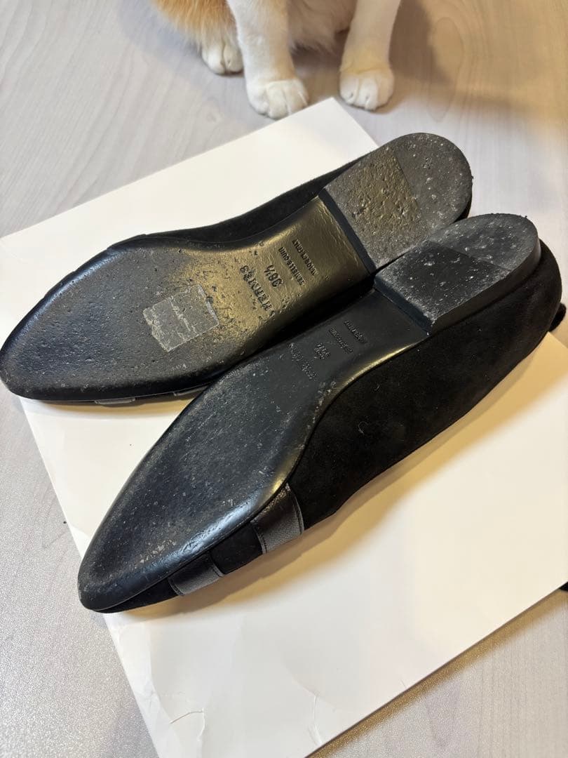 HERMÈS エルメス、Hロゴ フラットシューズ パンプス、ブラック