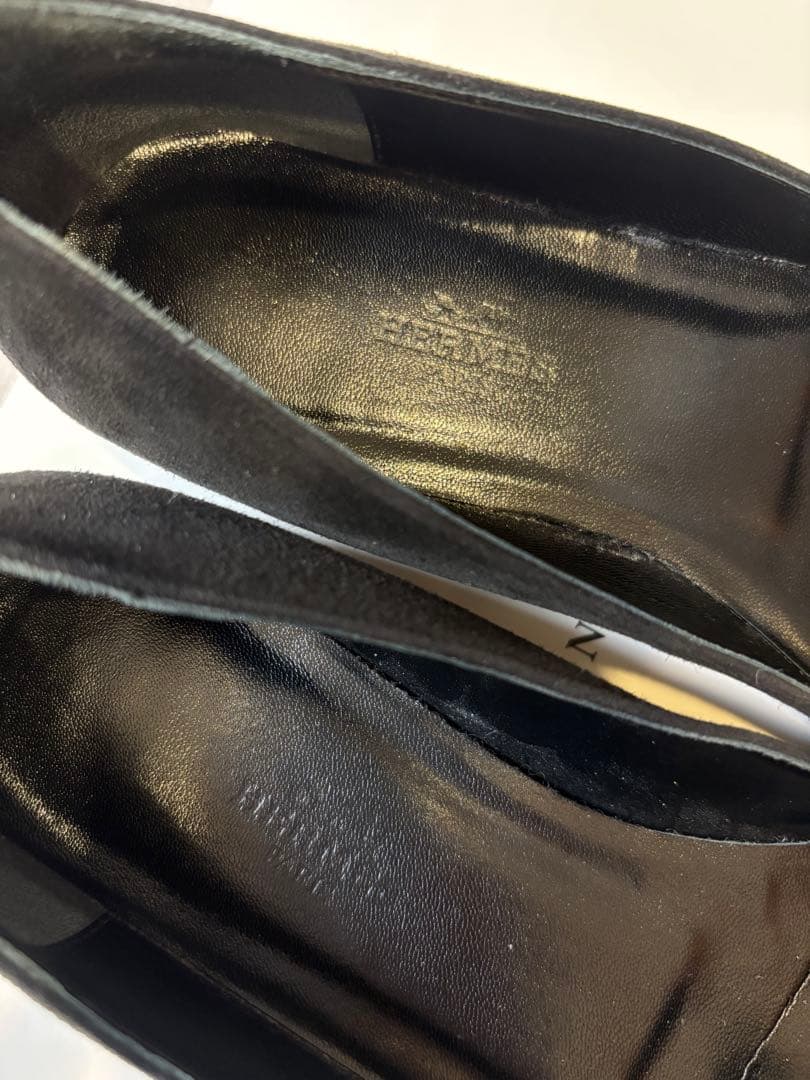 HERMÈS エルメス、Hロゴ フラットシューズ パンプス、ブラック