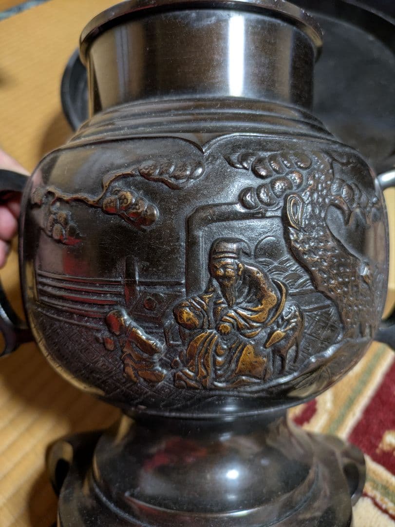 唐銅　薄端　花器　花入れ　送料無料