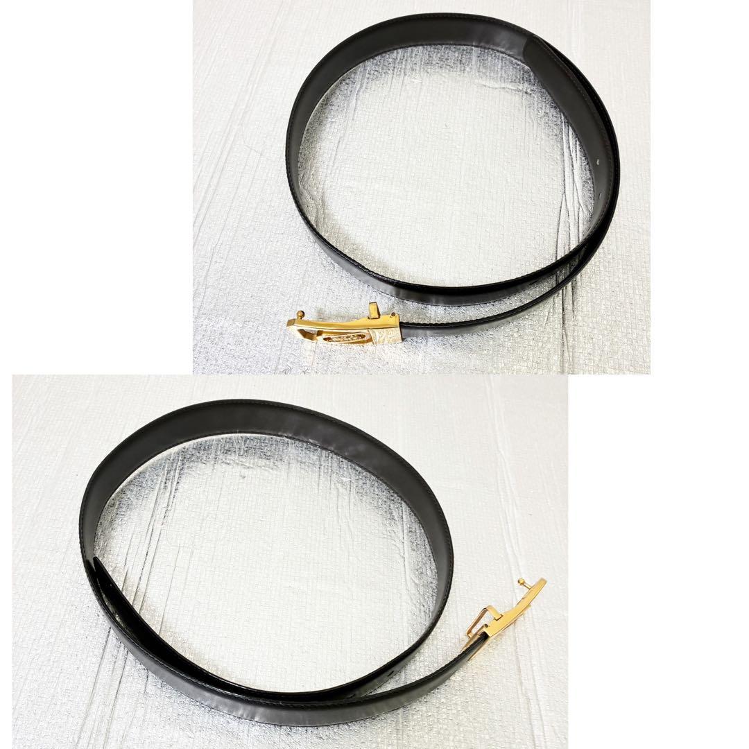 美品　CELINE セリーヌ ベルト 馬車金具 ゴールド リバーシブル