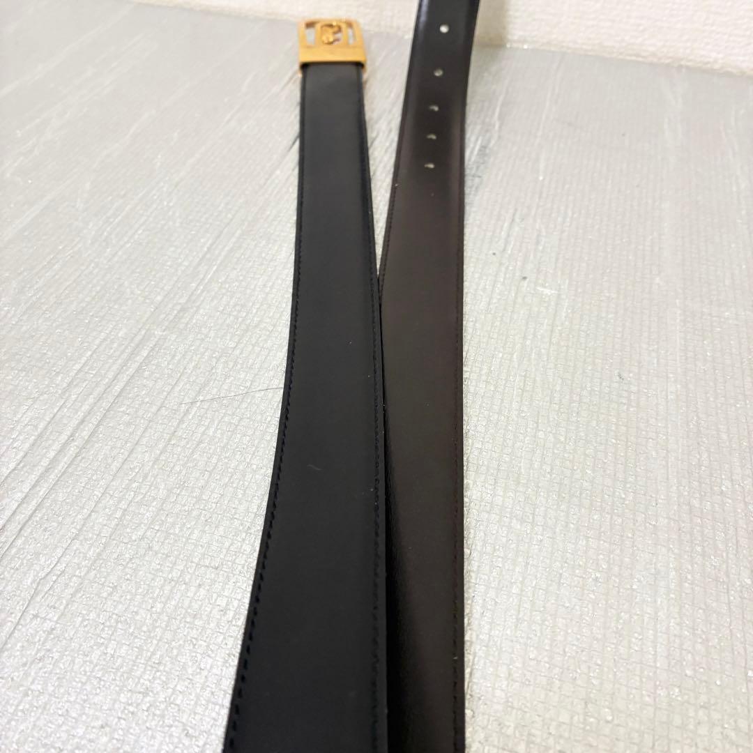 美品　CELINE セリーヌ ベルト 馬車金具 ゴールド リバーシブル