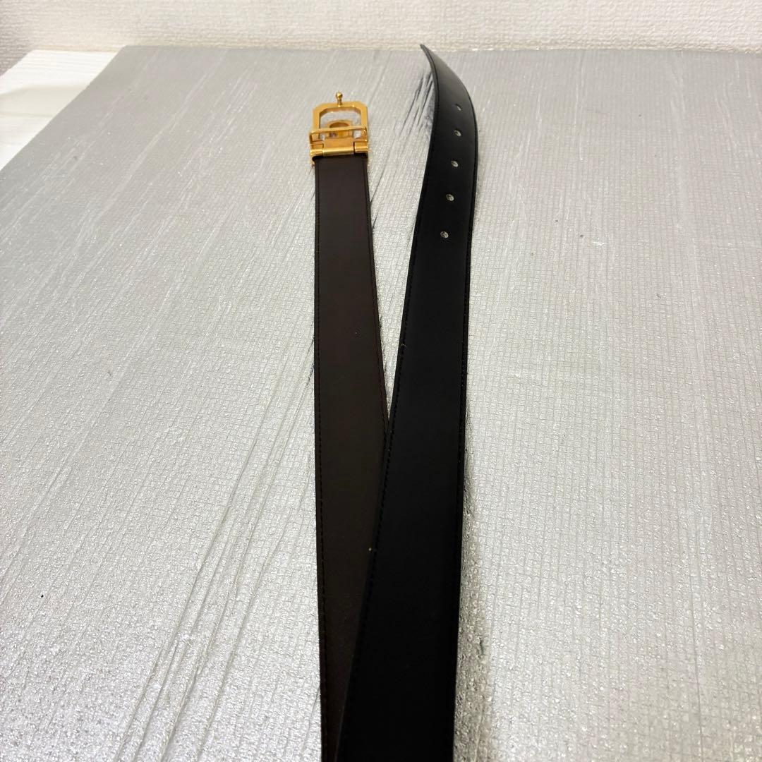 美品　CELINE セリーヌ ベルト 馬車金具 ゴールド リバーシブル