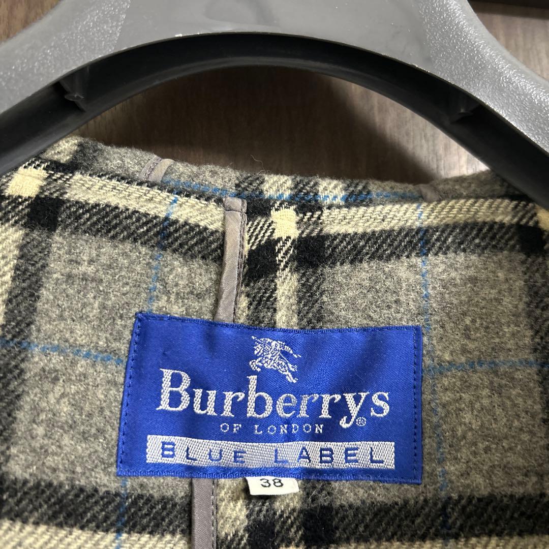 バーバリーブルーレーベルグレー ダッフルコート フード付き