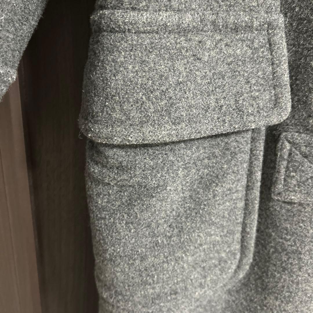 バーバリーブルーレーベルグレー ダッフルコート フード付き