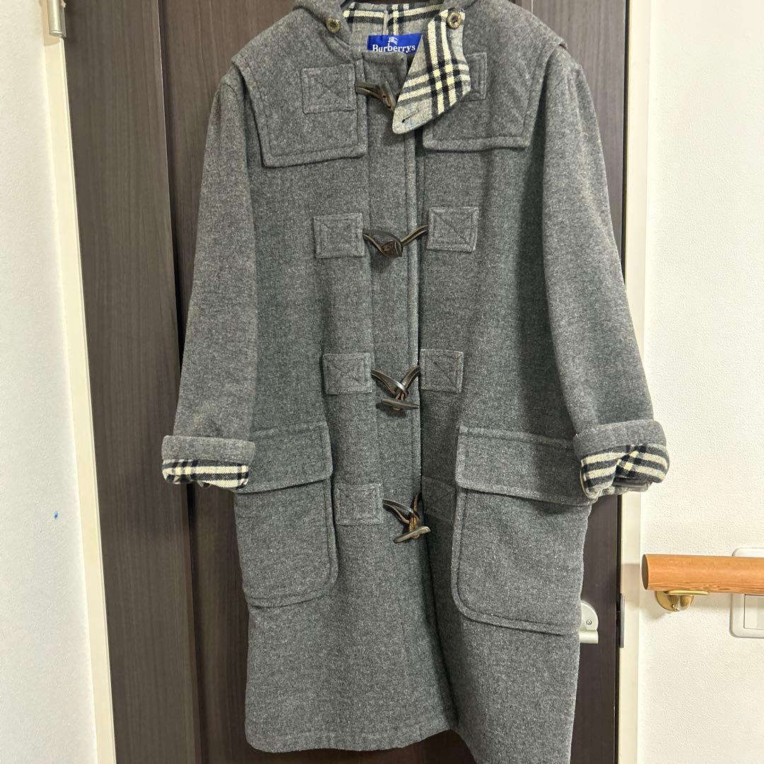 バーバリーブルーレーベルグレー ダッフルコート フード付き