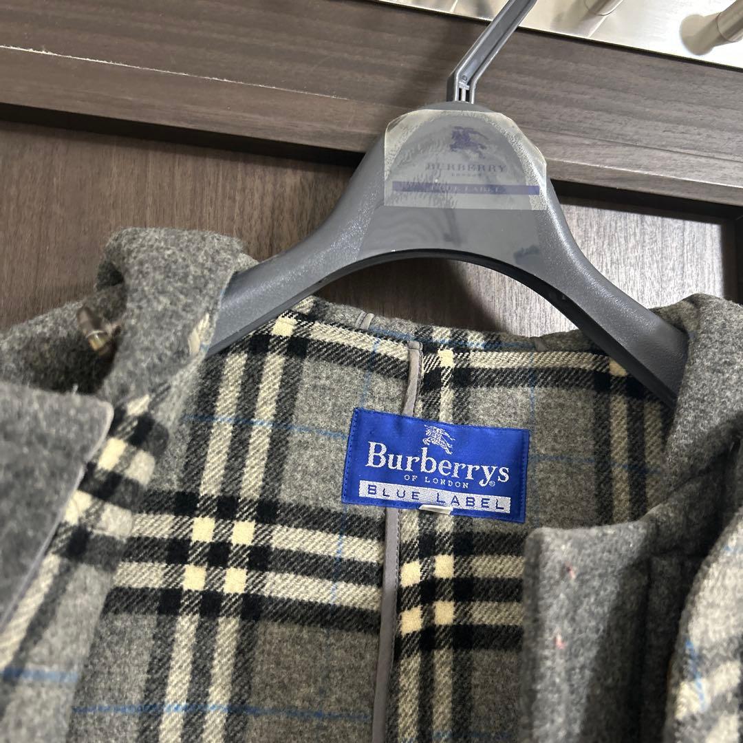 バーバリーブルーレーベルグレー ダッフルコート フード付き