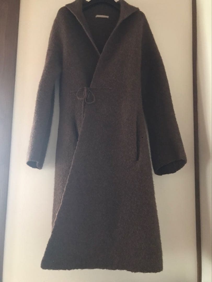 45R縮絨ニットカウチンロングコート⭐︎サイズ3